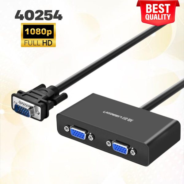 Bộ chia VGA 1 ra 2  Ugreen 40254 dài 90cm, Hỗ trợ 1920×1440@60Hz, Khoảng cách truyền lên đến 25m