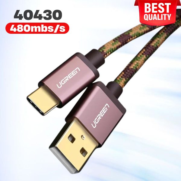 Cáp sạc USB TypeC Ugreen 40430 US250 Tốc độ 480mbs/s, Đầu nối mạ vàng 24K