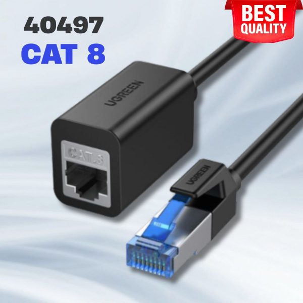 Cáp mạng Cat8 nối dài RJ45 Ugreen 40497 dài 0.5m, Hỗ trợ băng thông 40Gbps, ADSL