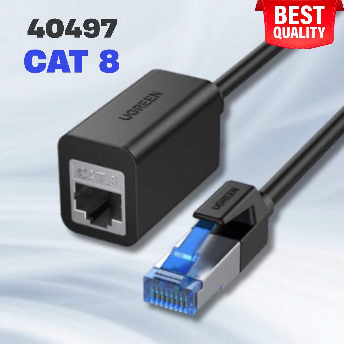 Cáp mạng Cat8 nối dài RJ45 Ugreen 40497 dài 0.5m, Hỗ trợ băng thông 40Gbps, ADSL