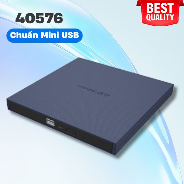 Ổ đĩa quang DVD-RW gắn ngoài Ugreen 40576 CM138 50cm chuẩn Mini USB, Hỗ trợ CD 24X, DVD 8x