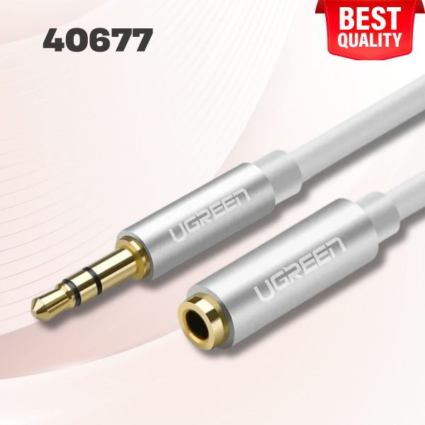 Cáp âm thanh 3.5mm Ugreen 40677 AV118 dài 1m, Màu trắng, Lõi đồng nguyên chất