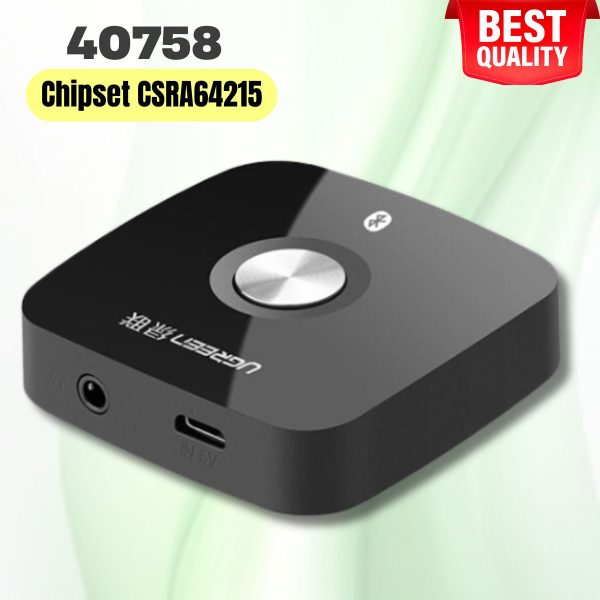 Thiết bị nhận Bluetooth 4.2 Ugreen 40758 CM105, Màu đen, Hỗ trợ chipset CSRA64215, Hoạt động liên tục 4h