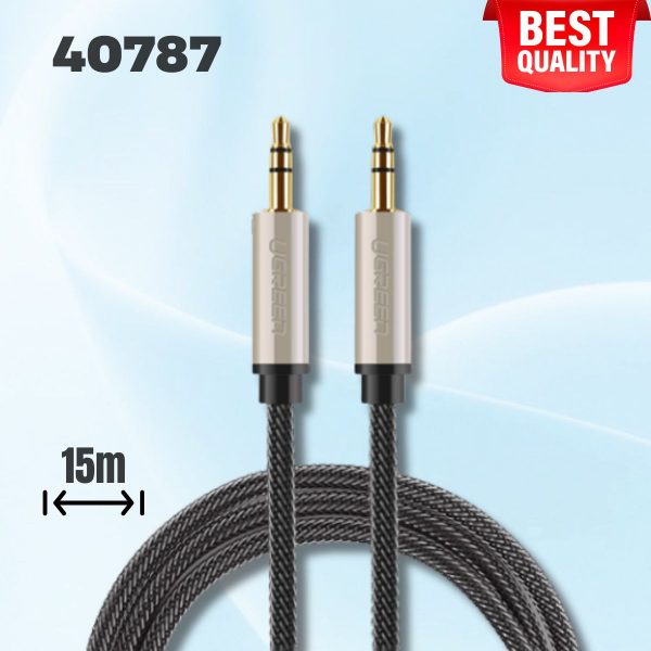 Cáp Audio AUX 3,5mm dài 15m Ugreen 40787 Đầu mạ vàng 24K, Chống han rỉ