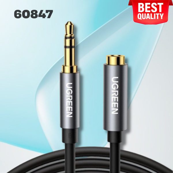 Cáp nối dài âm thanh AUX 3.5mm Ugreen 60847 dài 2m, Màu đen, Vỏ bọc dù cao cấp