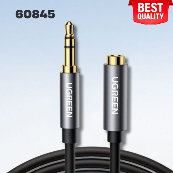 Cáp mở rộng âm thanh Ugreen 60845 3.5mm M/F bện 0.5m màu đen, Dài 0,5m