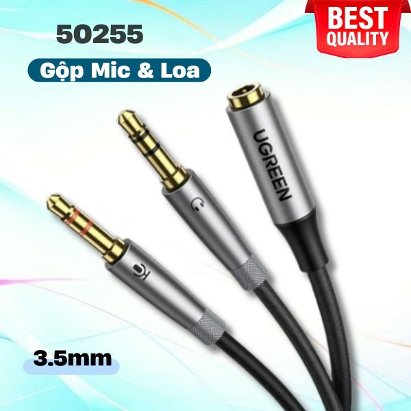Cáp chữ Y gộp Mic & Loa sang tai nghe có Mic Ugreen 50255 cao cấp (đầu bọc hợp kim)