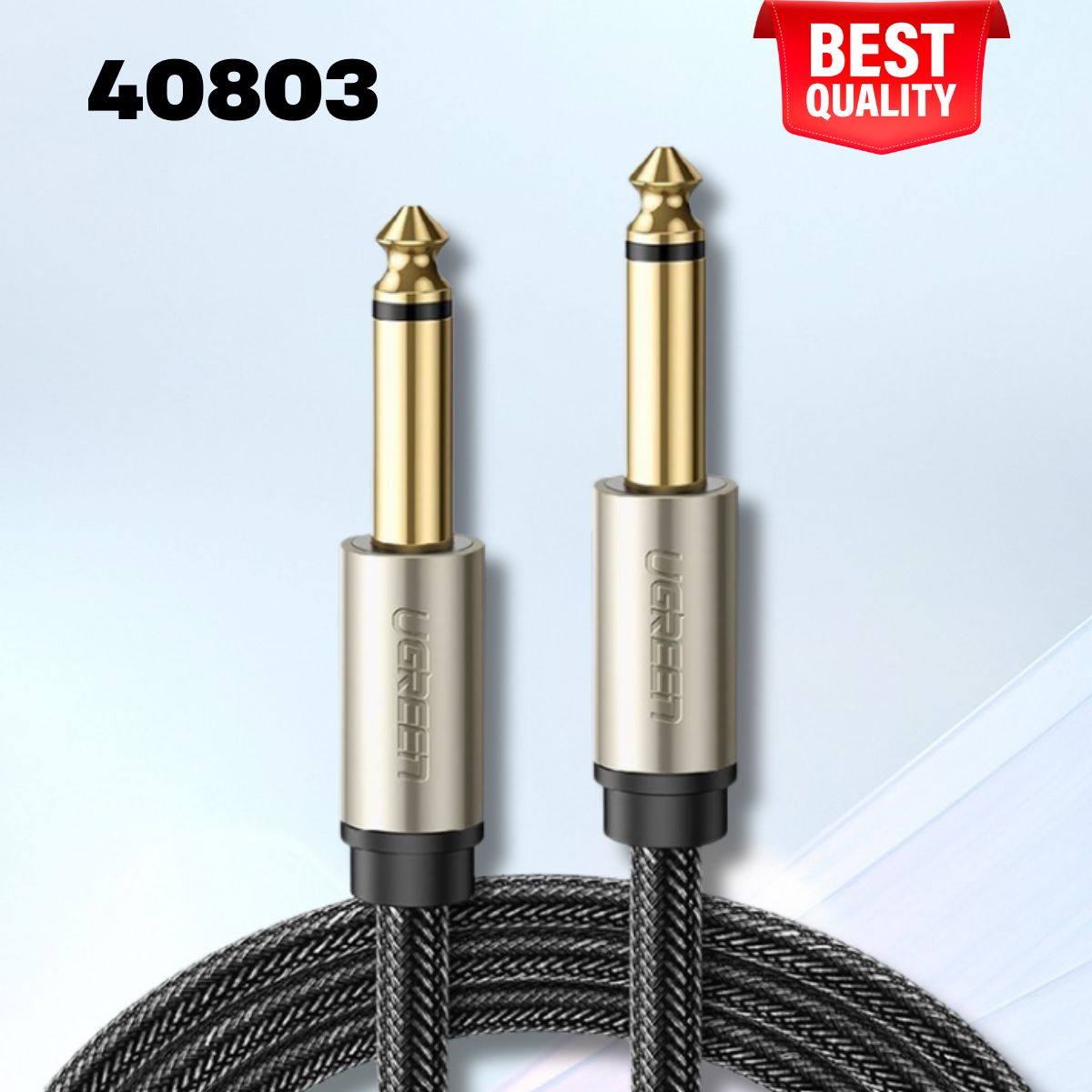 Cáp Audio 3.5mm sang 6.5mm Ugreen 40803, Bọc dù, Dài 1.5m, Màu đen, Truyền tín hiệu nhanh chóng