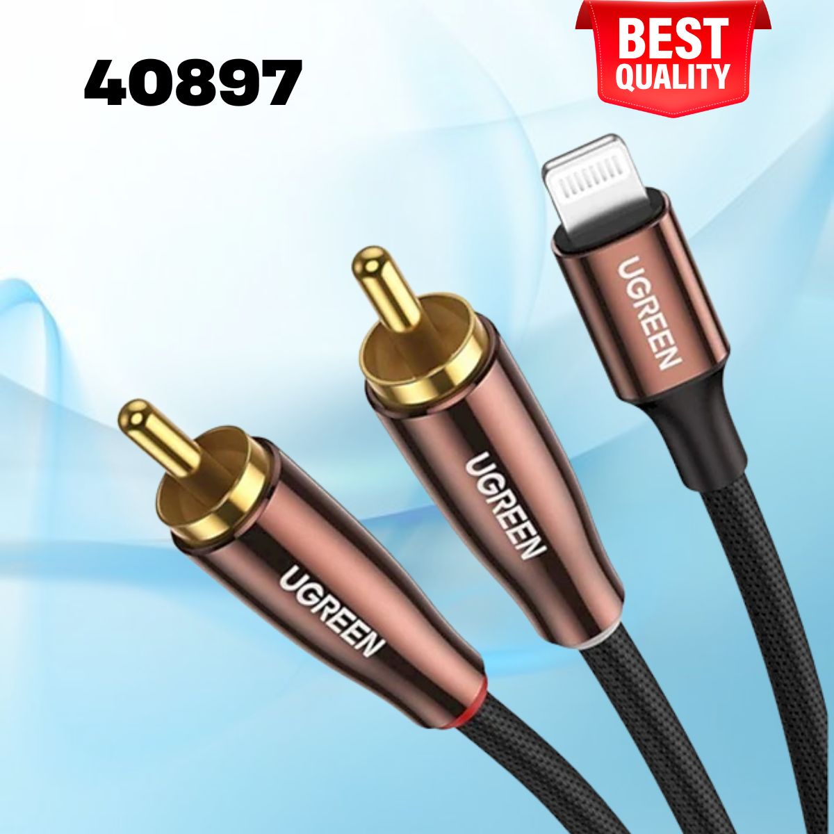 Cáp audio âm thanh Lightning sang 2 RCA Ugreen 40897 dài 1m, Hỗ trợ MFi Apple Certified