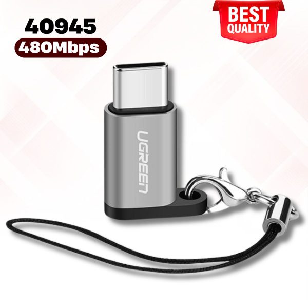 Đầu chuyển USB-C to Micro USB Ugreen 40945 màu xám, Vỏ nhôm dáng móc khoá, Hỗ trợ OTG/480Mbps