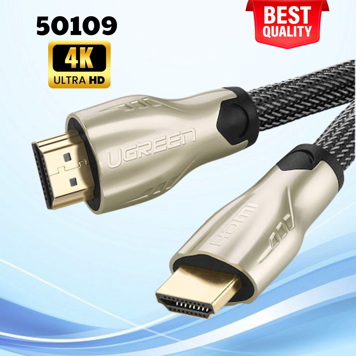 Cáp HDMI 2.0 Carbon 3m chuẩn 4K@60MHz Ugreen 50109 mạ vàng cao cấp