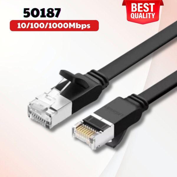 Cáp mạng đúc sẵn Cat6 Ugreen 50187 dài 5M - Gigabit 24AWG Flat, Đầu kim loại