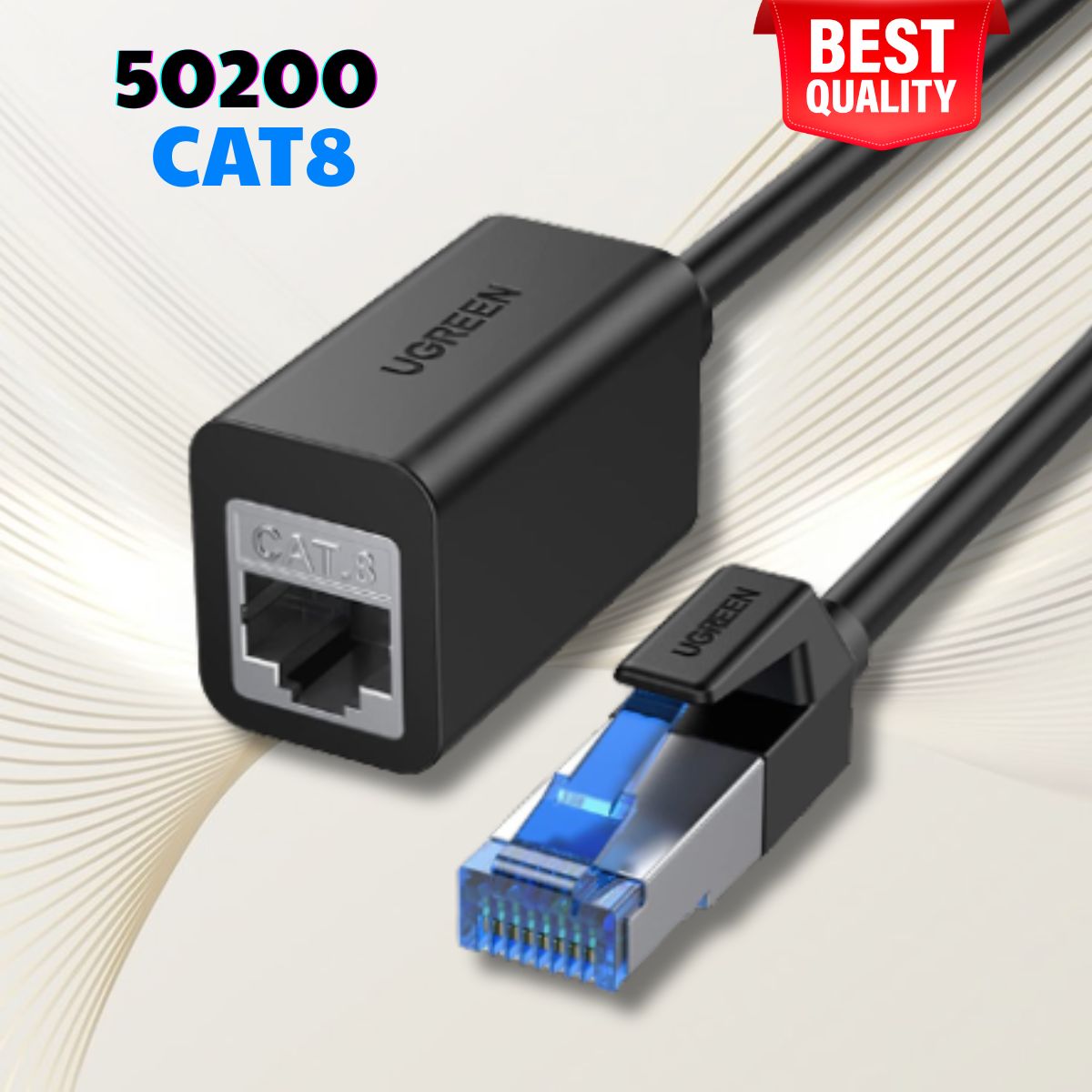 Cáp nối dài mạng LAN CAT 8 dài 2m Ugreen 50200 Hộ trợ 40Gbps/ 2000Mhz, Tương thích nhiều thiết bị