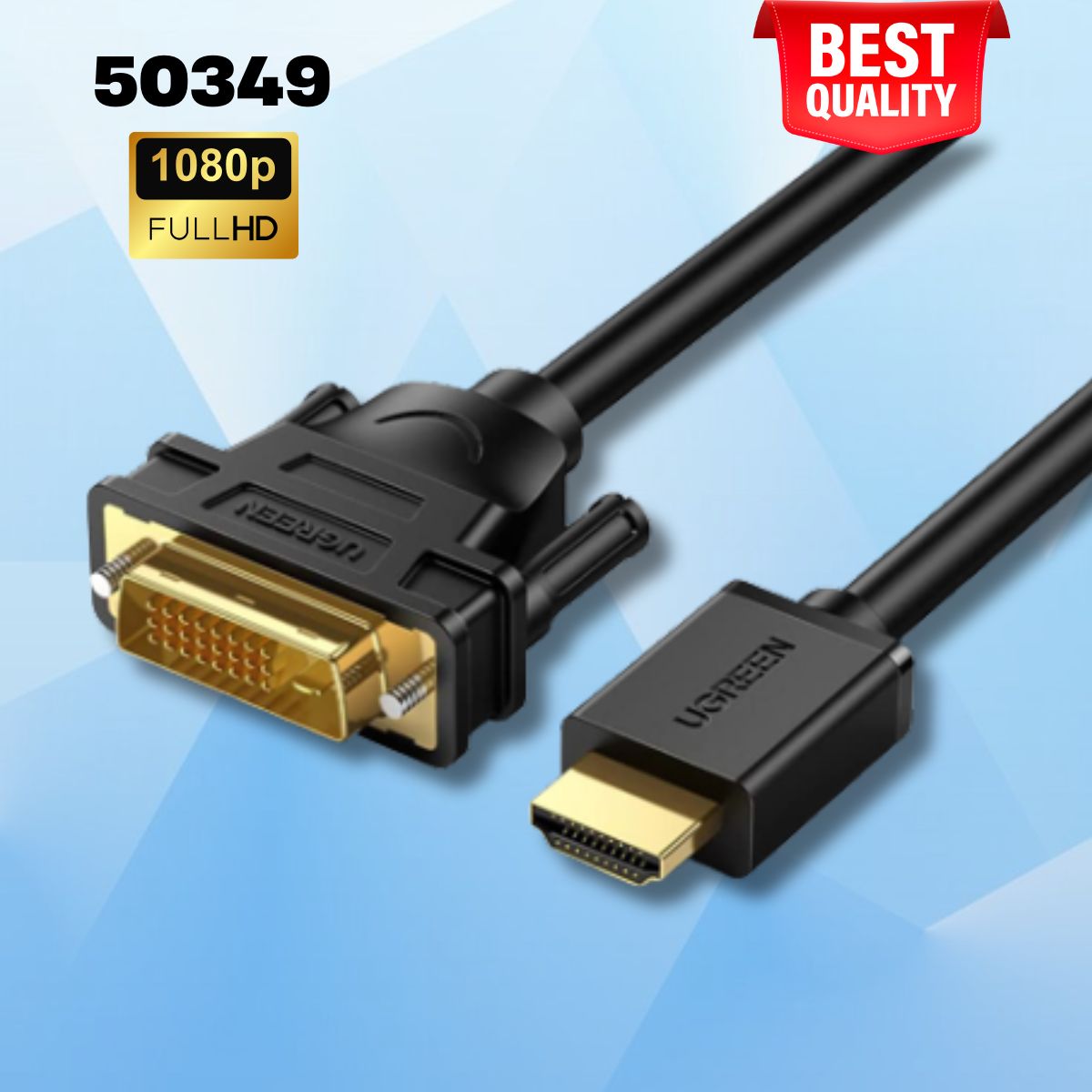 Cáp chuyển đổi HDMI sang DVI 24+1 Ugreen 50349 dài 3m, Thuần đồng HD133, Full HD 1080P