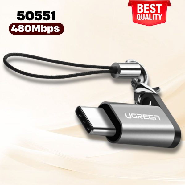 Đầu chuyển USB Type C to Micro USB Ugreen 50551 Màu đen, Có hỗ trợ OTG