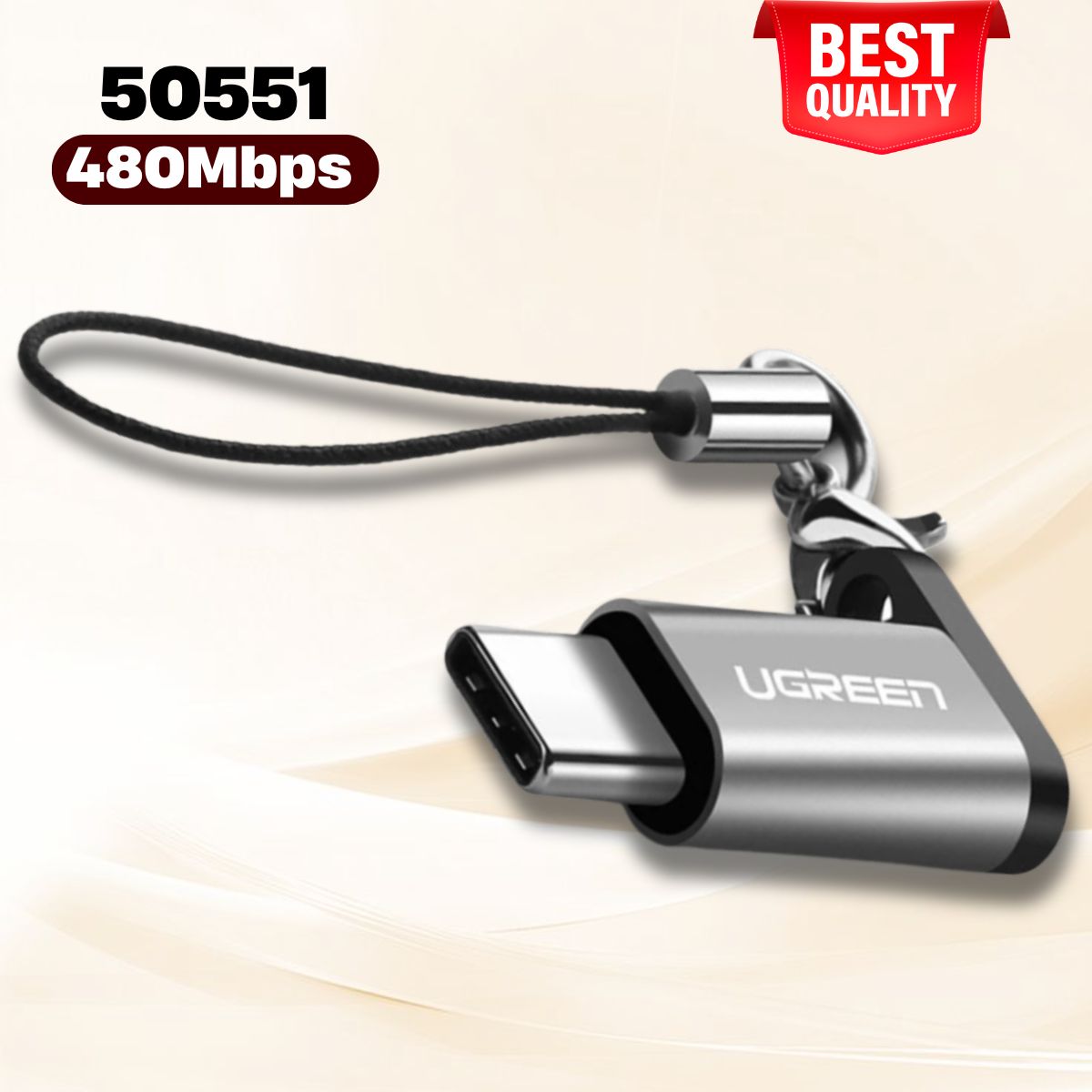 Đầu chuyển USB Type C to Micro USB Ugreen 50551 Màu đen, Có hỗ trợ OTG