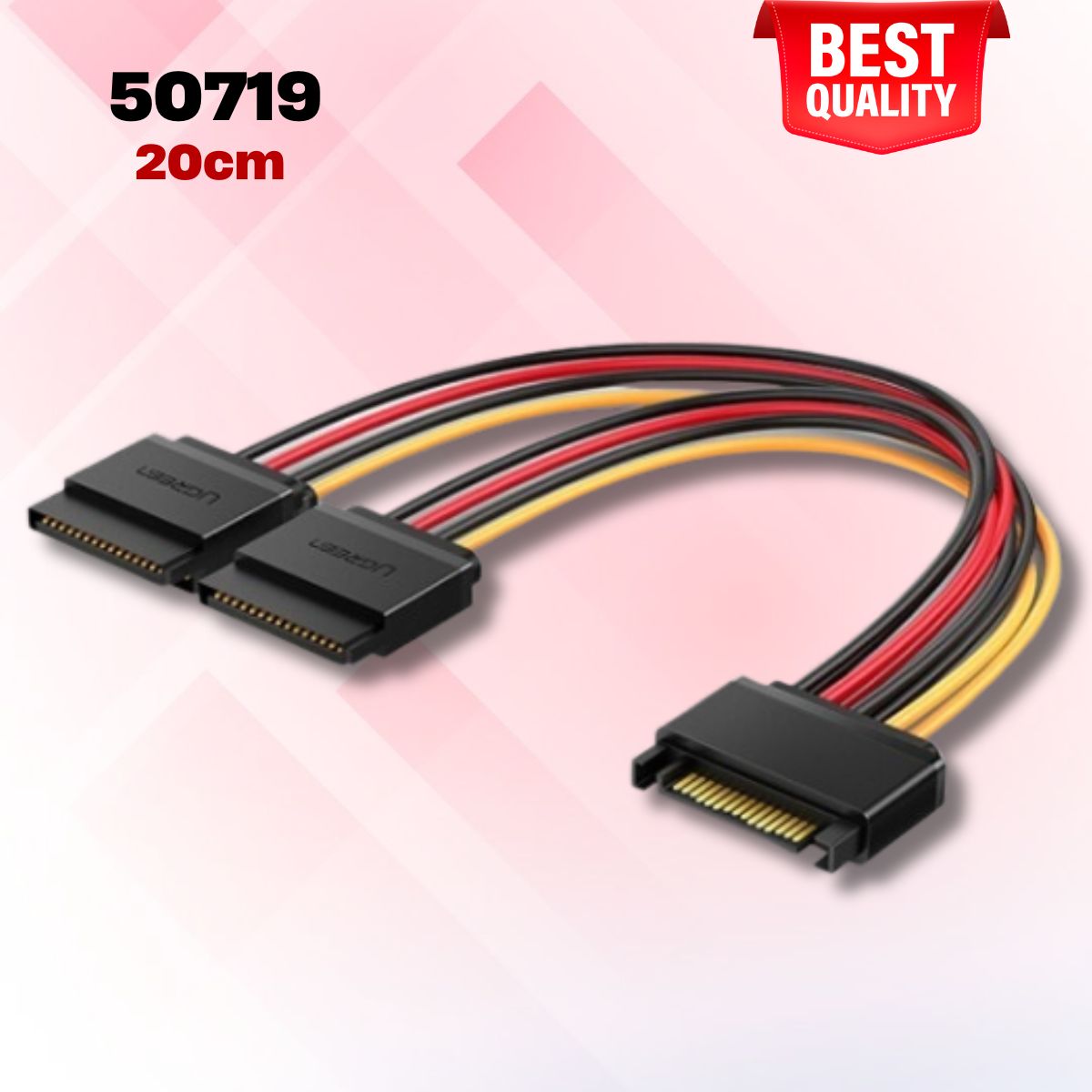 Cáp chia nguồn Sata 1 ra 2 dài 20cm Ugreen 50719 US283 Hỗ trợ 5V-2A và 12V-2A