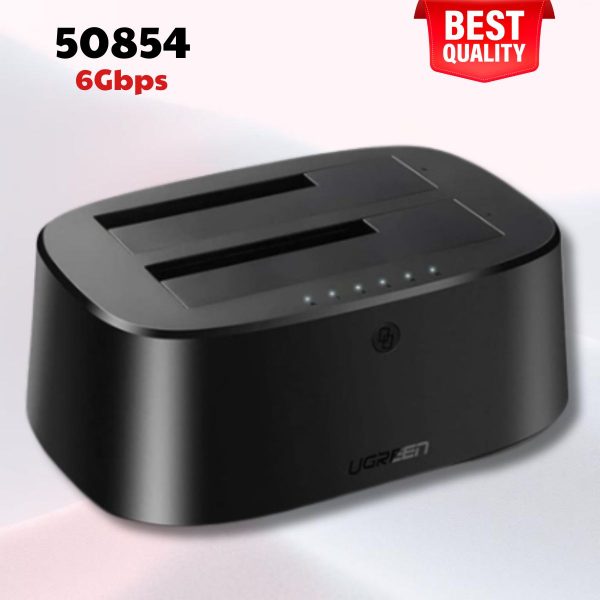 Dock HDD/SSD 2 Cổng SATA 2.5/3.5″ 16TB Ugreen 50854, Tốc độ UASP 6Gbps, Hỗ trợ công nghệ UASP.