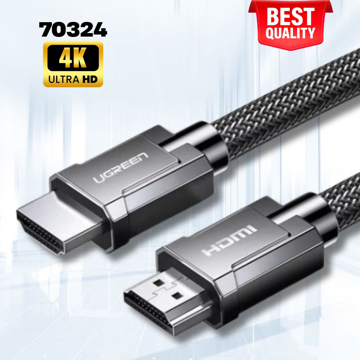 Cáp HDMI 2.1 Ugreen 70324 Màu đen, Dài 2m độ phân giải 4K/60Hz, Băng thông 18Gbps