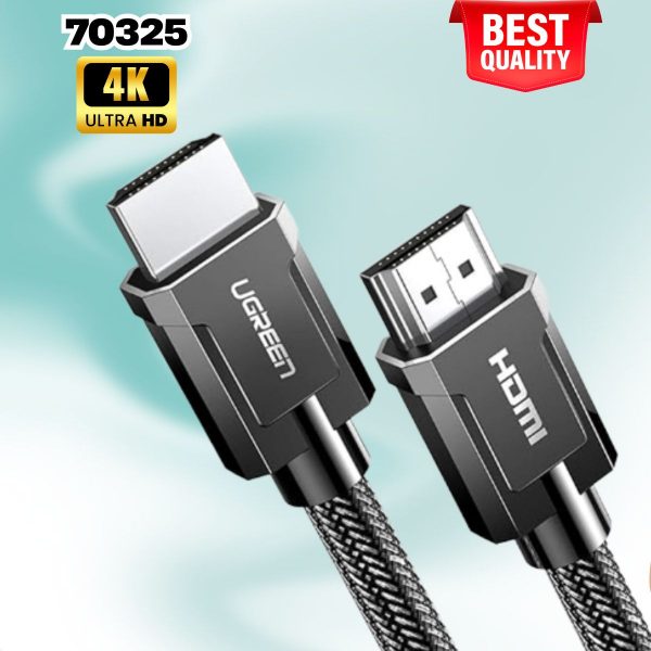 Cáp HDMI 2.0 Ugreen 70325 Dài 3m, Hỗ Trợ 4K60Hz, 3D, HDR, Đầu nối mạ vàng 24K