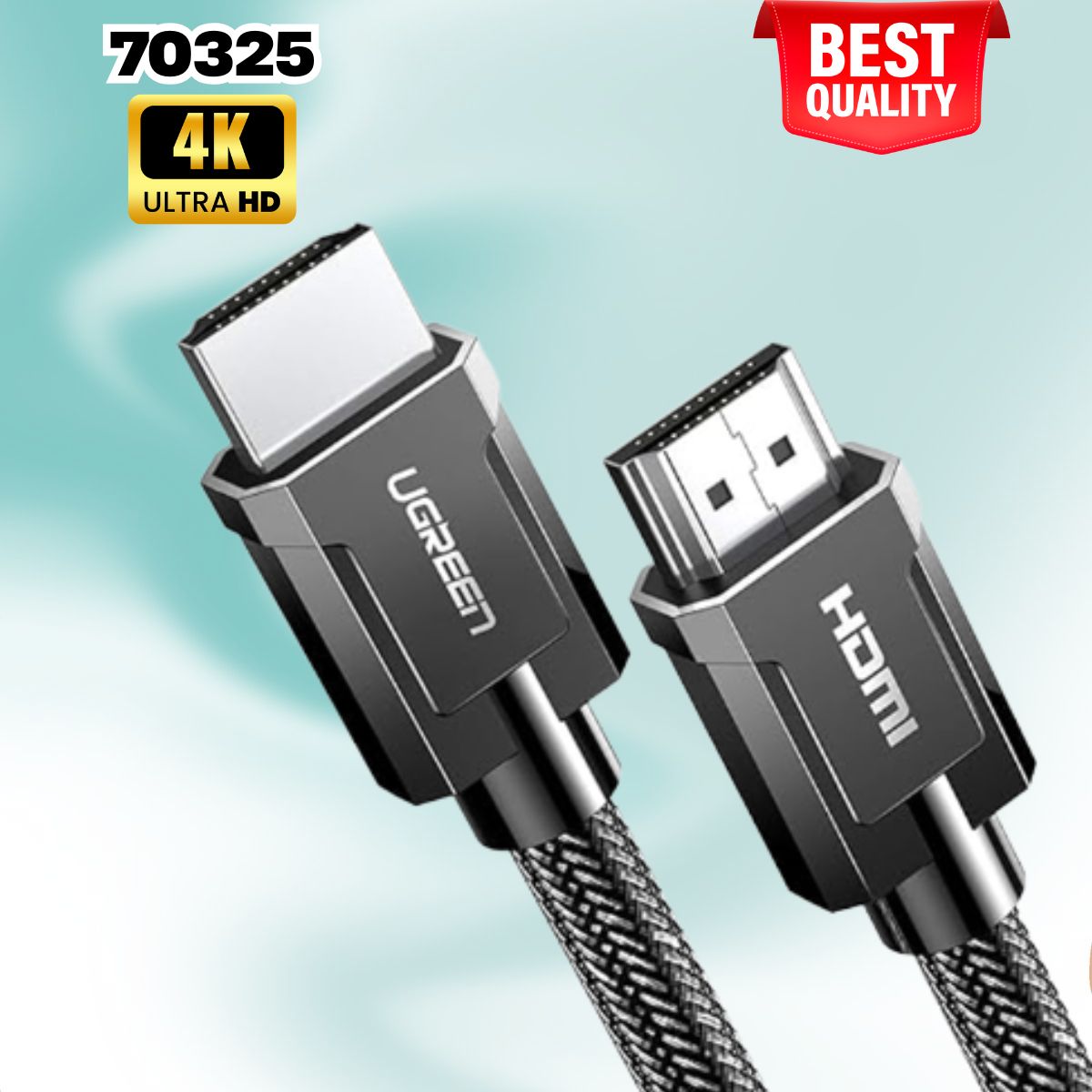 Cáp HDMI 2.0 Ugreen 70325 Dài 3m, Hỗ Trợ 4K60Hz, 3D, HDR, Đầu nối mạ vàng 24K