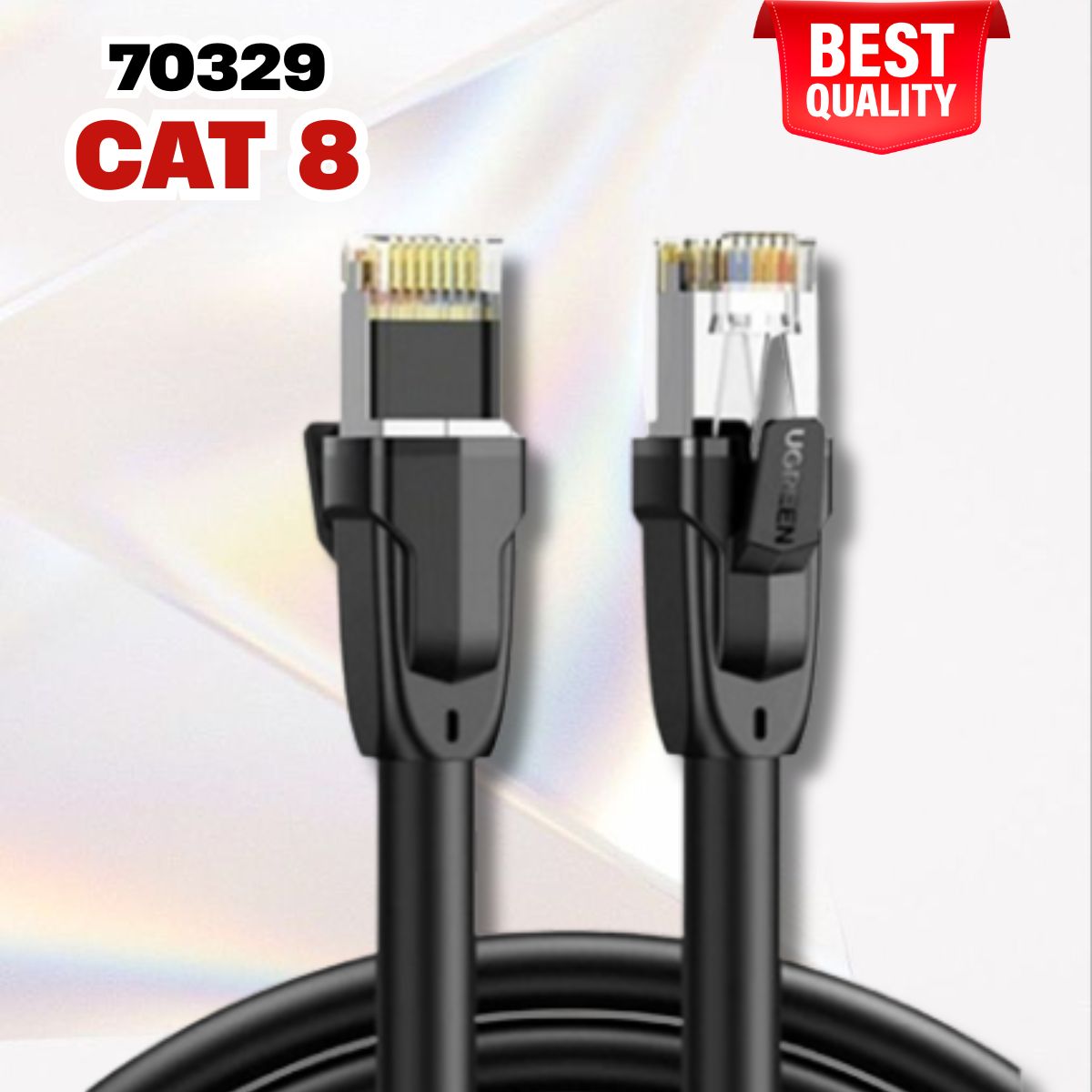 Cáp mạng Ugreen 70329 Cat 8 đúc sẵn 2 đầu S/FTP Dài 2m, Lõi đồng chuyên chất, Chống nhiễu hiệu quả