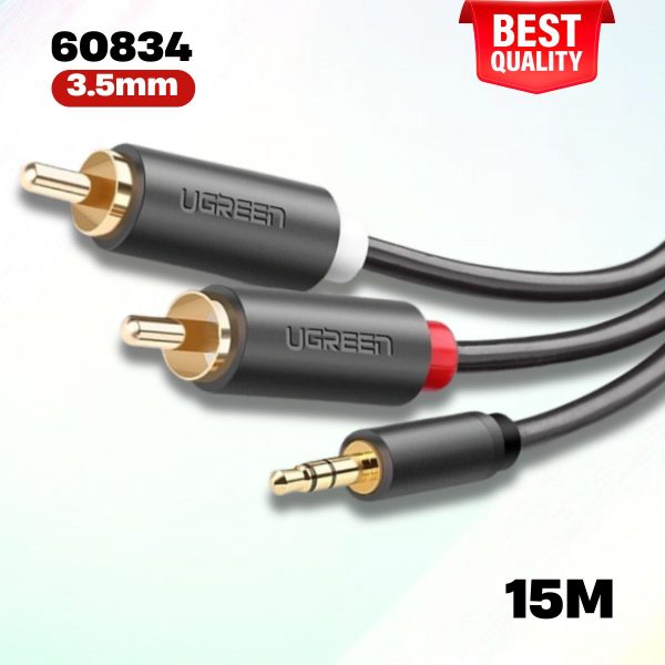 Cáp âm thanh audio 3.5mm sang 2RCA Ugreen 60834 (hoa sen) 15M cao cấp