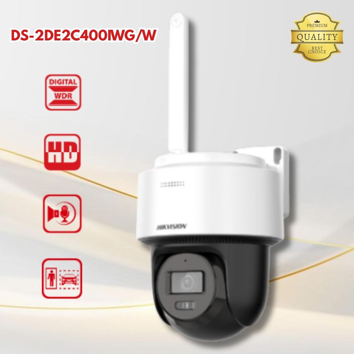 Camera Hikvision Wifi xoay 360 DS-2DE2C400IWG/W Phát hiện chuyển động, Loa & Mic