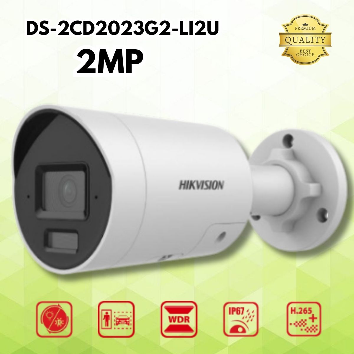 Camera Hikvision DS-2CD2023G2-LI2U 2MP Smart Hybrid Light, Phát hiện người & xe, chuẩn IP67