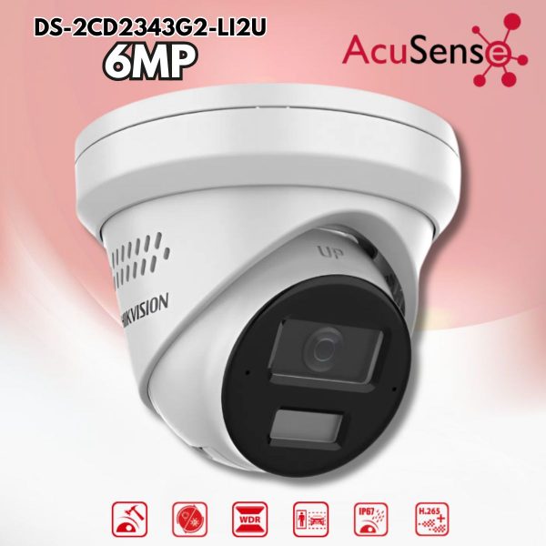 Camera IP Turret Hikvision DS-2CD2363G2-LI2U 6MP , Smart Hybrid Light & WDR 120dB, IP67