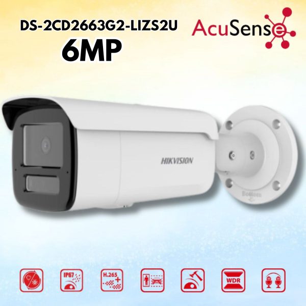 Camera Hikvision DS-2CD2663G2-LIZS2U 6MP AcuSense, Ống kính varifocal 2.8-12 mm, Smart Hybrid Light