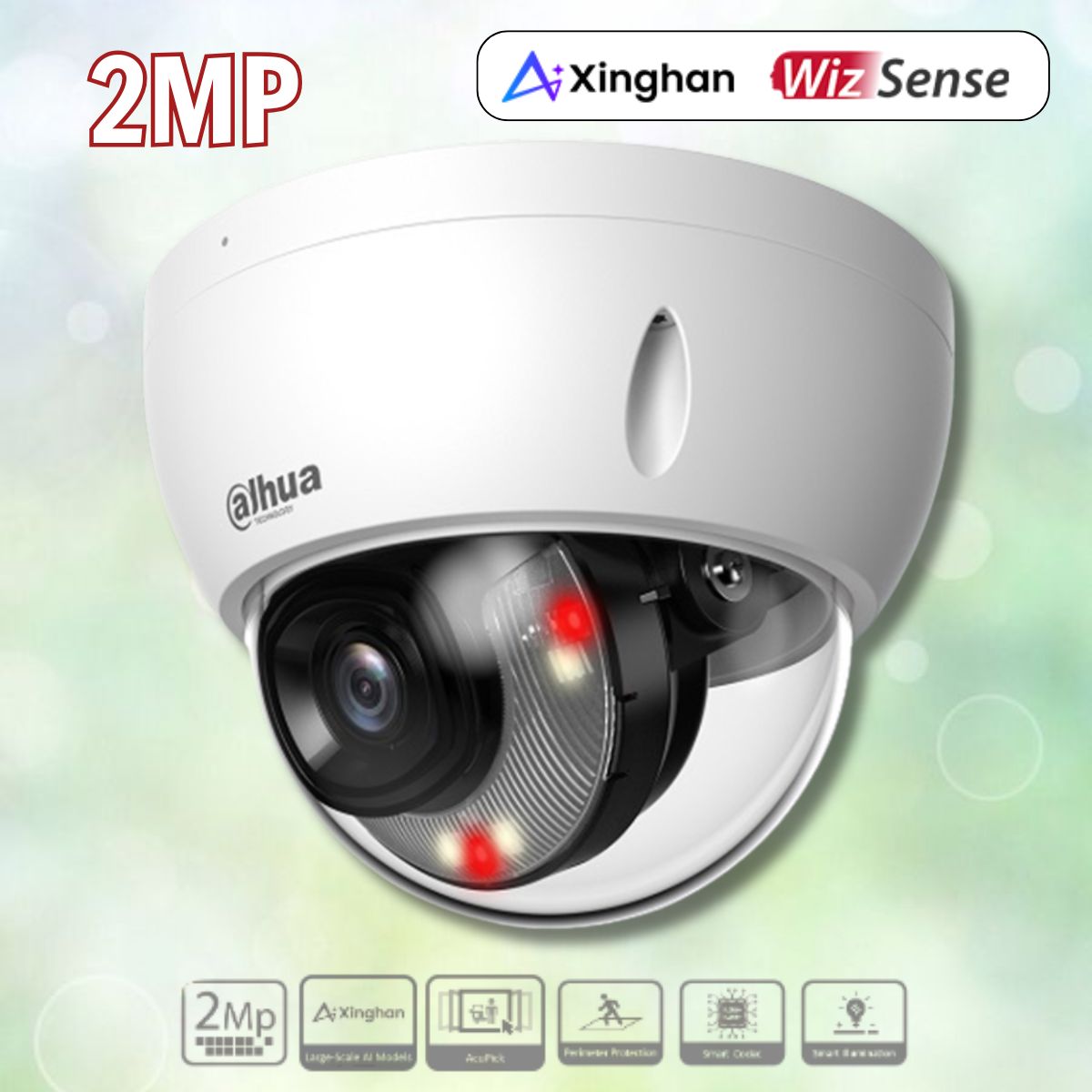 Camera Dahua DH-IPC-HDBW3249E-AS-IL 2MP, Ánh sáng kép, Đèn trợ sáng + IR 40m, Phát hiện thông minh, 12VDC, PoE