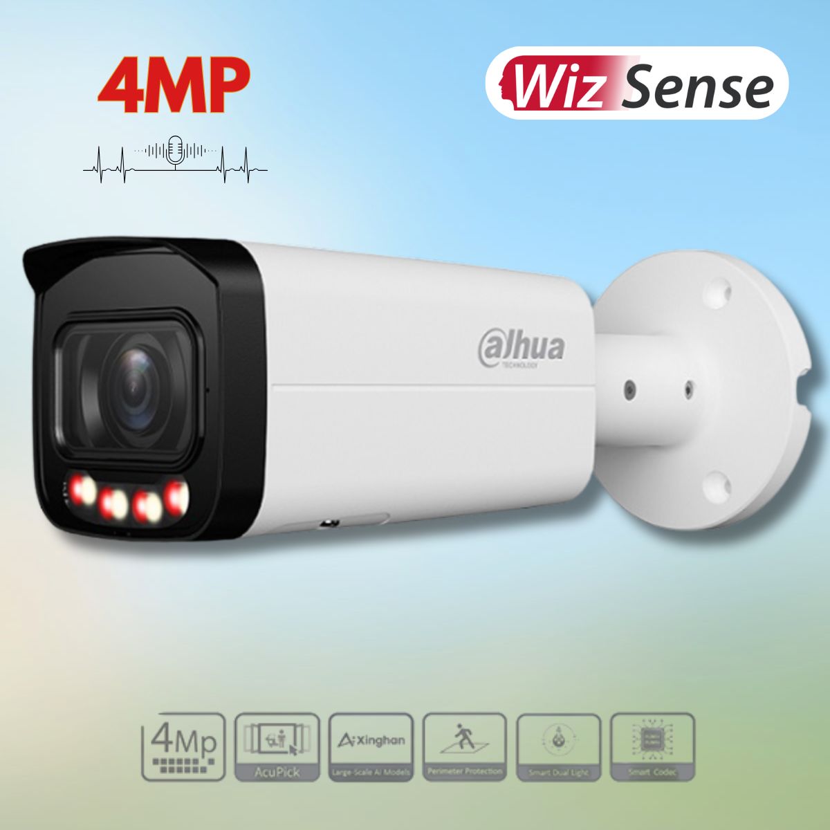 Camera Dahua DH-IPC-HFW3449TP-ZAS-IL Đèn LED kép, Hồng ngoại 60m, Ống kính Varifocal 2.7 mm–13.5 mm