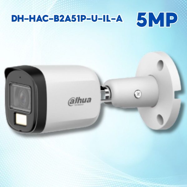 Camera Dahua DH-HAC-B2A51P-U-IL-A 5MP, Ban đêm có màu, Ánh sáng kép, Tích hợp Mic, IR 30m