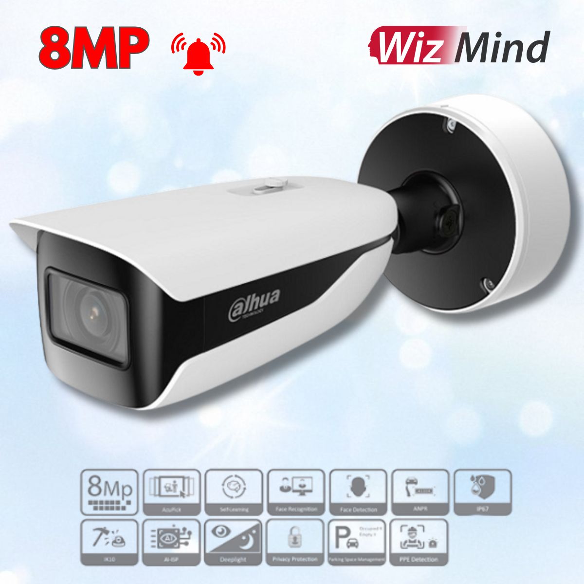 Camera 8MP Dahua DH-IPC-HFW7842H-Z-X Hồng ngoại 60m, Ống kính Varifocal 2.7 - 12mm, Nhận diện người/xe, Hỗ trợ lọc báo động giả