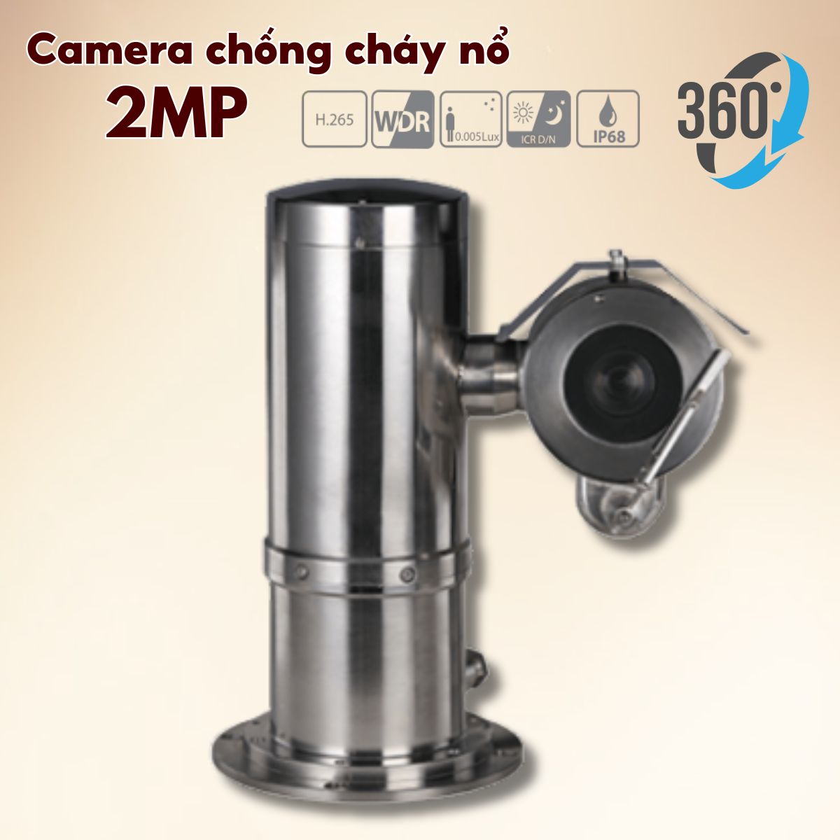 Camera PTZ Chống cháy nổ Dahua DH-EPC230U-PTZ 2MP, Thép không gỉ 316L, Quay 360°, Zoom quang 30X, Báo động