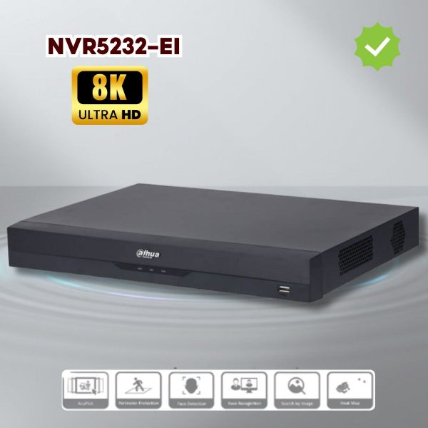 Đầu ghi 32 kênh Dahua DHI-NVR5232-EI 2 sata HDD, Nhận diện 30.000 khuôn mặt, Công nghệ AcuPick