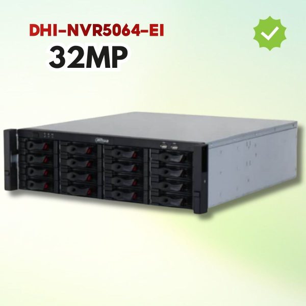Đầu ghi hình IP 64 kênh Dahua DHI-NVR5064-EI, 16 khay ổ cứng 320TB, Hỗ trợ RAID 0/1/5/6/10, Nhận diện khuôn mặt