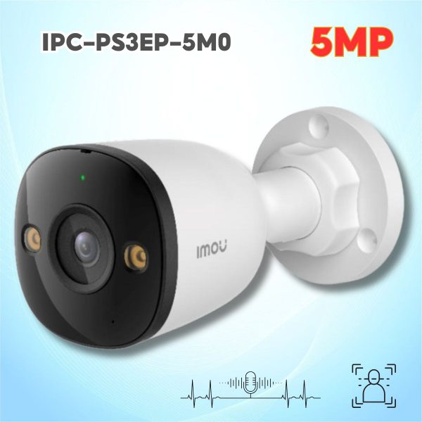 Camera Imou IPC-PS3EP-5M0 5MP, Phát hiện chuyển động, người và xe, Đàm thoại 2 chiều, DC12V/1A (PoE)