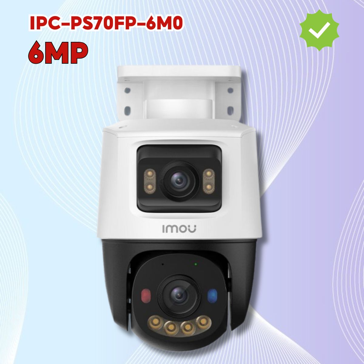 Camera 2 ống kính 6MP Imou IPC-PS70FP-6M0 PoE PT , Đàm thoại 2 chiều, Hồng ngoại 30m, Cảnh báo chủ động xanh đỏ