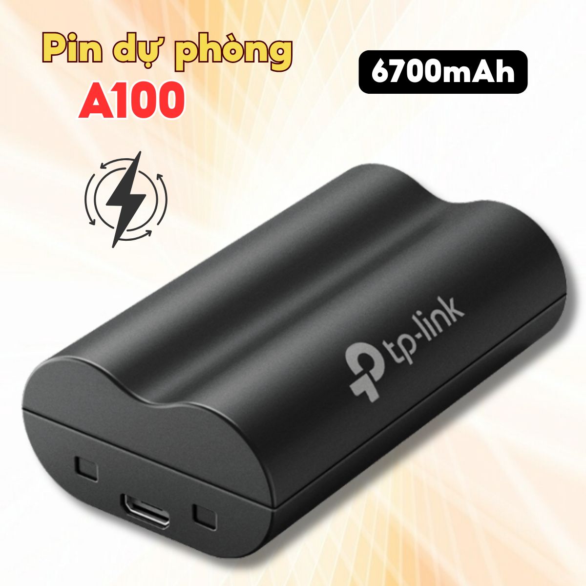 Pin dự phòng Tapo A100 Dung lượng 6700mAh, Dùng cho camera C420, C400, D230, Sạc nhanh 5 giờ