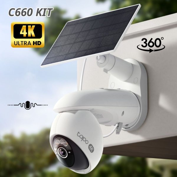 Bộ Kit Camera không dây Tapo C660 KIT 4K 8MP, Chạy Năng lượng mặt trời, Xoay quét 360°, Đàm thoại 2 chiều, Hạn chế báo động giả