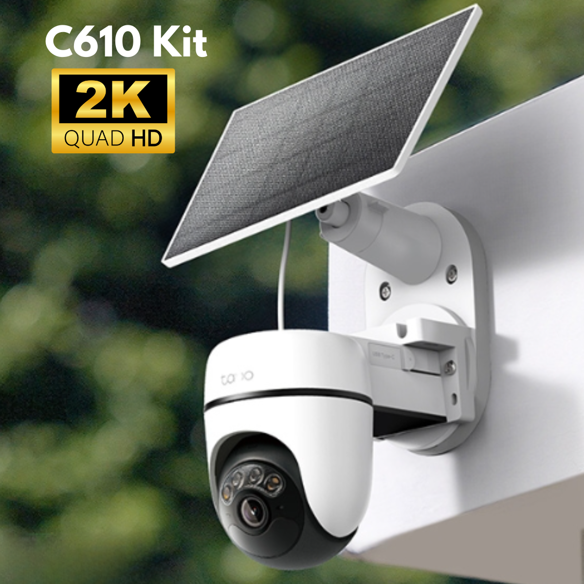 Bộ Kit Camera Năng lượng mặt trời Tapo C610 Kit 2K 3MP Cảnh báo đèn & còi, Âm thanh 2 chiều, IR 10m, Pin 6700mAh
