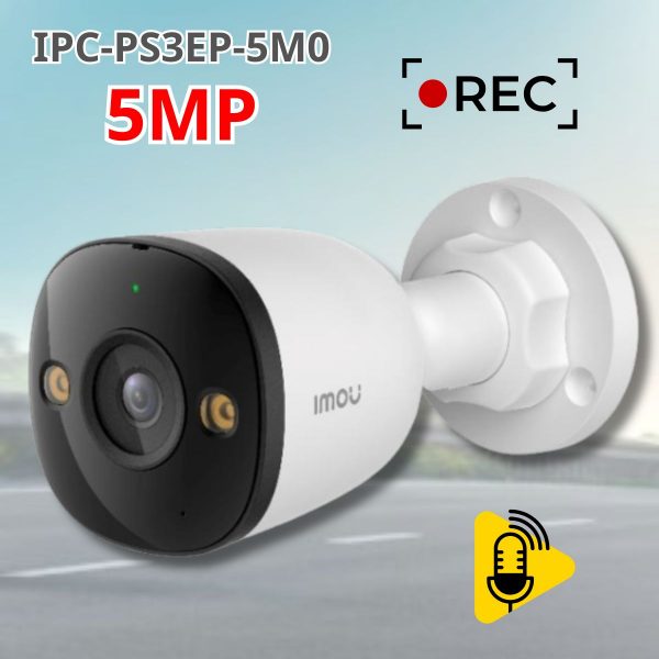 Camera PoE 5MP Imou IPC-PS3EP-5M0 Phát hiện chuyển động, người và xe,  Ống kính Varifocal 2.8mm / 3.6mm, Mic & Loa, IR 30m