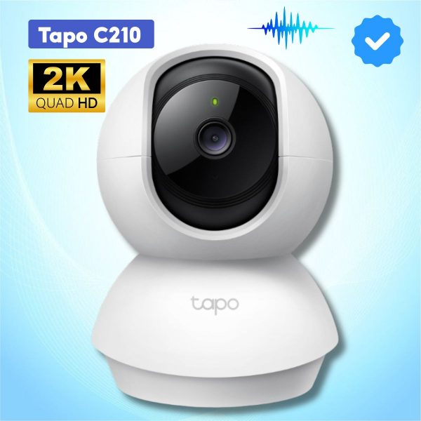 Camera Wifi an ninh gia đình Tapo C210 2K 3MP, Quay quét 360°, Đàm thoại 2 chiều, Lưu trữ 512GB, IR 9m