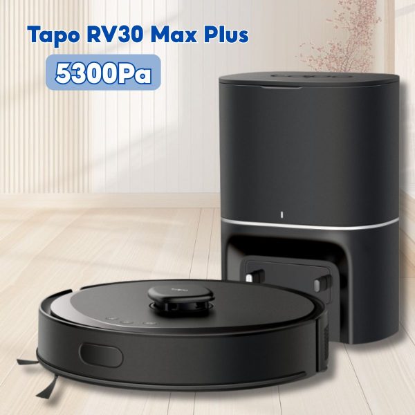Robot hút bụi lau nhà Tapo RV30 Max Plus Lực hút 5300Pa, Túi bụi 3L Dùng 2 tháng, Điều khiển giọng nói, Dock sạc thông minh