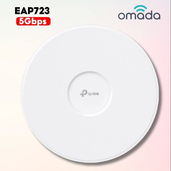 Access Point Wi-Fi 7 Băng tần kép Tp-Link Omada EAP723 Tốc độ BE5000 5Gbps, Cổng 2.5G, Công nghệ 4K-QAM Siêu nhanh