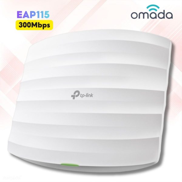 Access Point Gắn Trần Omada TP-Link EAP115 Wi-Fi 300Mbps, 1 × Cổng RJ45 10/100 Mbps, Chuẩn PoE, Quản lý qua App Omada