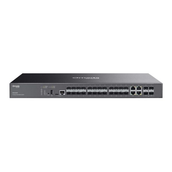 TP-Link Omada SG5428XF - Switch Managed L3 Stackable 24 Khe SFP, 4 Khe 10G SFP+, Stacking, Công suất 128 Gbps, Hỗ trợ OSPF & 2 Nguồn dự phòng