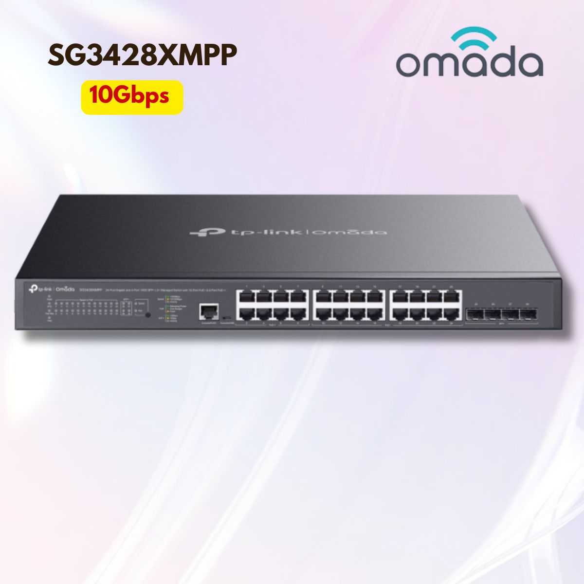Switch Managed PoE++ 500W Omada SG3428XMPP: 8 Cổng 90W, 16 Cổng PoE+, 4 Khe 10G SFP+, Uplink 10Gbps